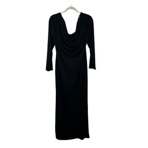 Alex Evenings Black Cowl Neck Long Sleeve Maxi Dress Formal Elegant Womens 12